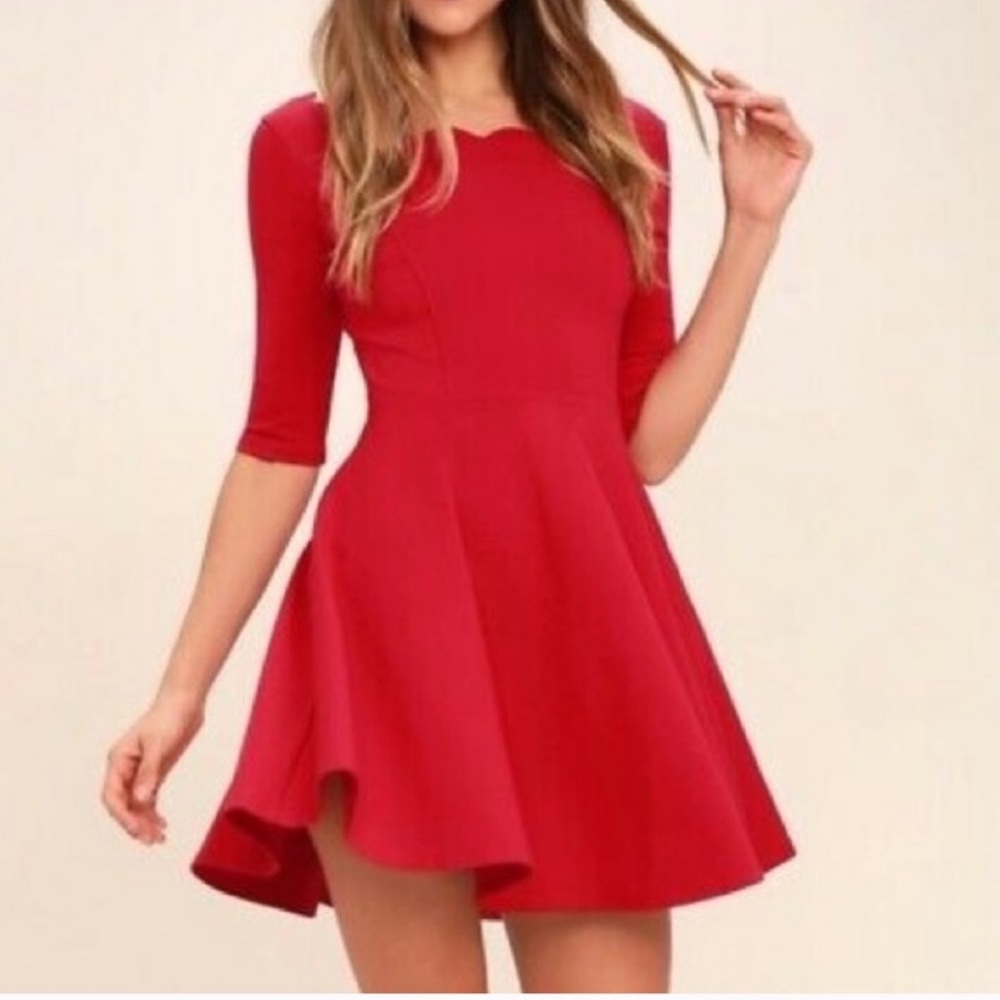 Lulus Red Fit and Flare A-Line Dress Size XS Like New